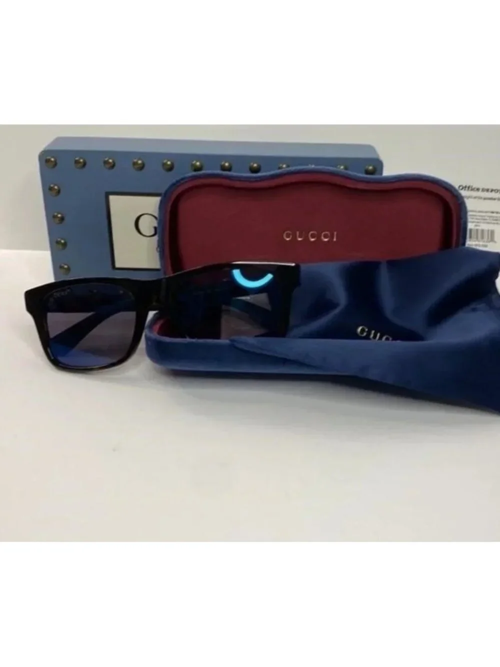 New - Gucci Black GG0008S Square Sunglasses - Picture 7 of 14